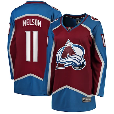 Maillot de joueur d'échappée à domicile l'Avalanche du Colorado, couleur bordeaux, fanatiques féminines Brock Nelson