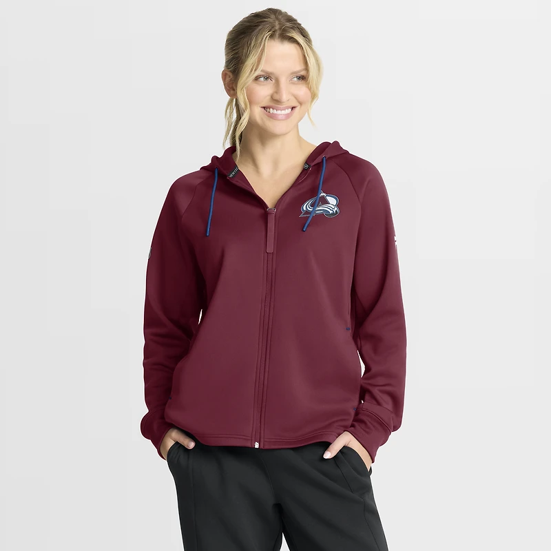 Women's Fanatics Burgundy Colorado Avalanche Authentic Pro Rink Raglan Full-Zip Hoodie