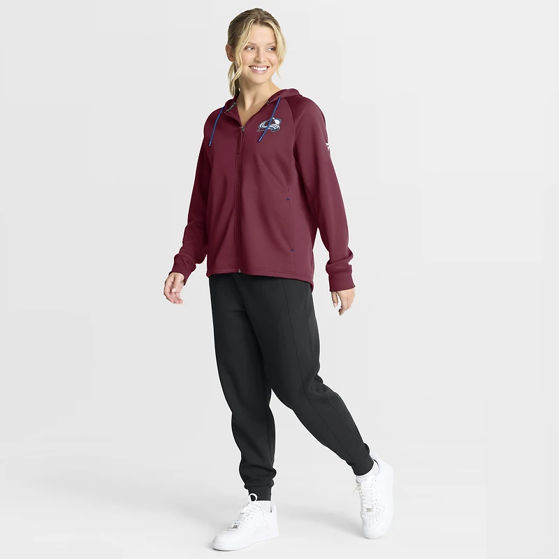 Women's Fanatics Burgundy Colorado Avalanche Authentic Pro Rink Raglan Full-Zip Hoodie