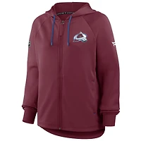 Women's Fanatics Burgundy Colorado Avalanche Authentic Pro Rink Raglan Full-Zip Hoodie