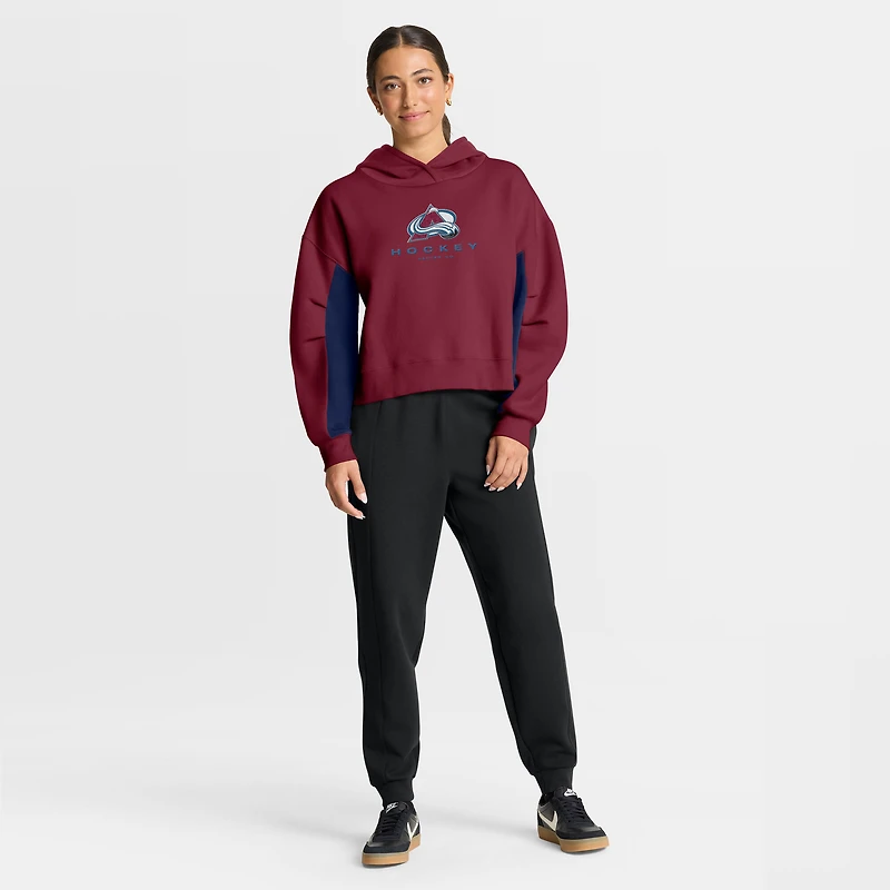 Women's Fanatics Burgundy Colorado Avalanche Back Check Boxy Hoodie
