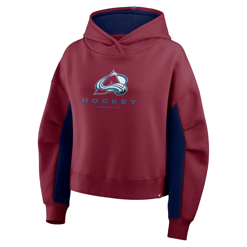Women's Fanatics Burgundy Colorado Avalanche Back Check Boxy Hoodie