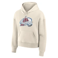 Women's Fanatics Cream Colorado Avalanche Distressed Logo Hoodie