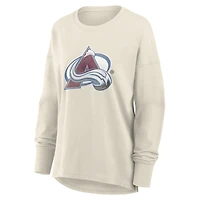 T-shirt à manches longues Fanatics Cream Colorado Avalanche pour femmes, logo vieilli