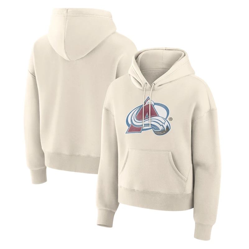 Sweat à capuche Fanatics Cream Colorado Avalanche pour femme, logo vieilli et surélevé