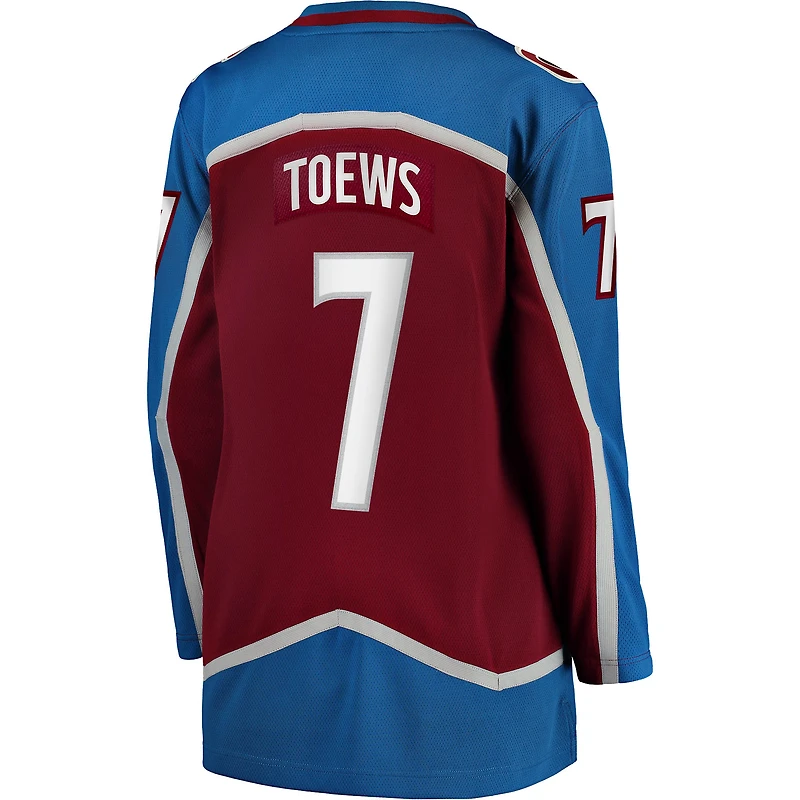 Women's Fanatics Devon Toews Burgundy Colorado Avalanche Home Breakaway Player Jersey