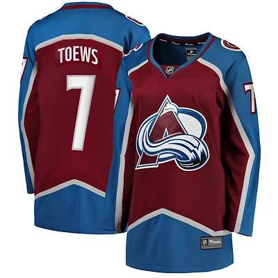 Fanatics Devon Toews pour femmes, maillot de joueur échappé à domicile l'Avalanche du Colorado, bordeaux