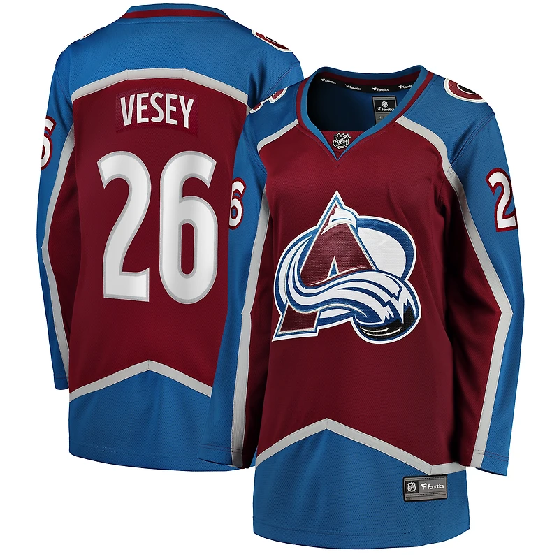 Women's Fanatics Jimmy Vesey Burgundy Colorado Avalanche Home Breakaway Player Jersey