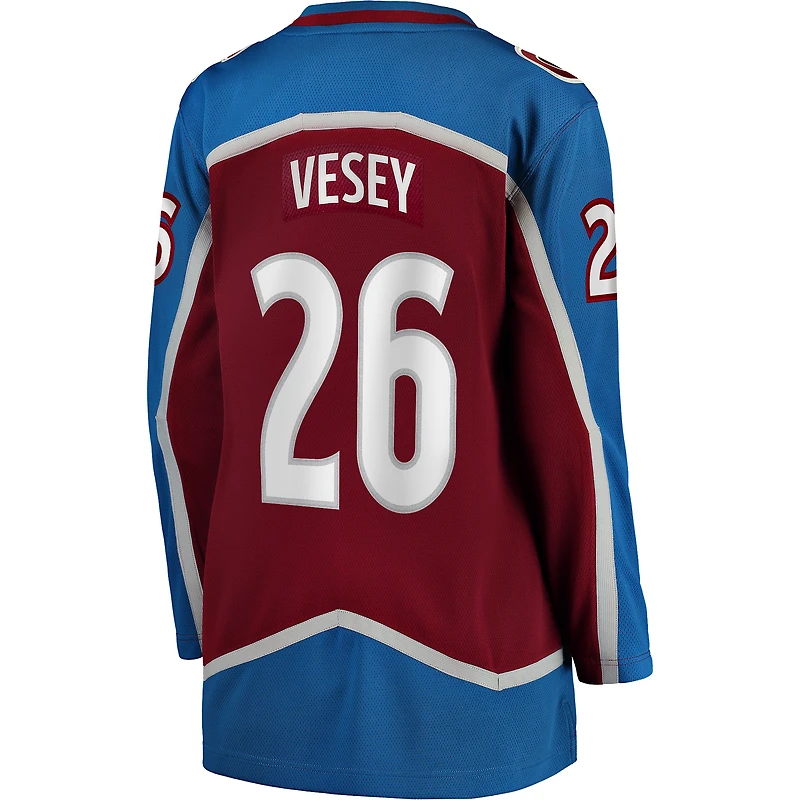 Women's Fanatics Jimmy Vesey Burgundy Colorado Avalanche Home Breakaway Player Jersey
