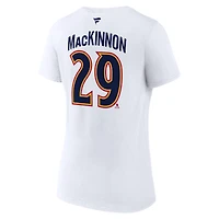 Women's Fanatics Nathan MacKinnon White Colorado Avalanche Special Edition 2.0 Name & Number V-Neck T-Shirt