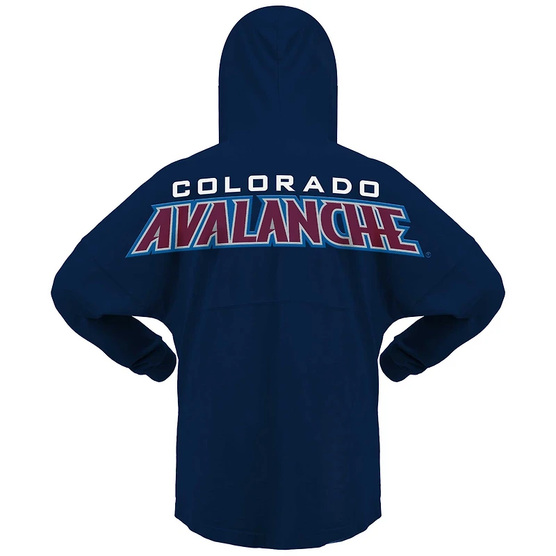 Women's Fanatics Navy Colorado Avalanche Jersey Lace-Up V-Neck Long Sleeve Hoodie T-Shirt