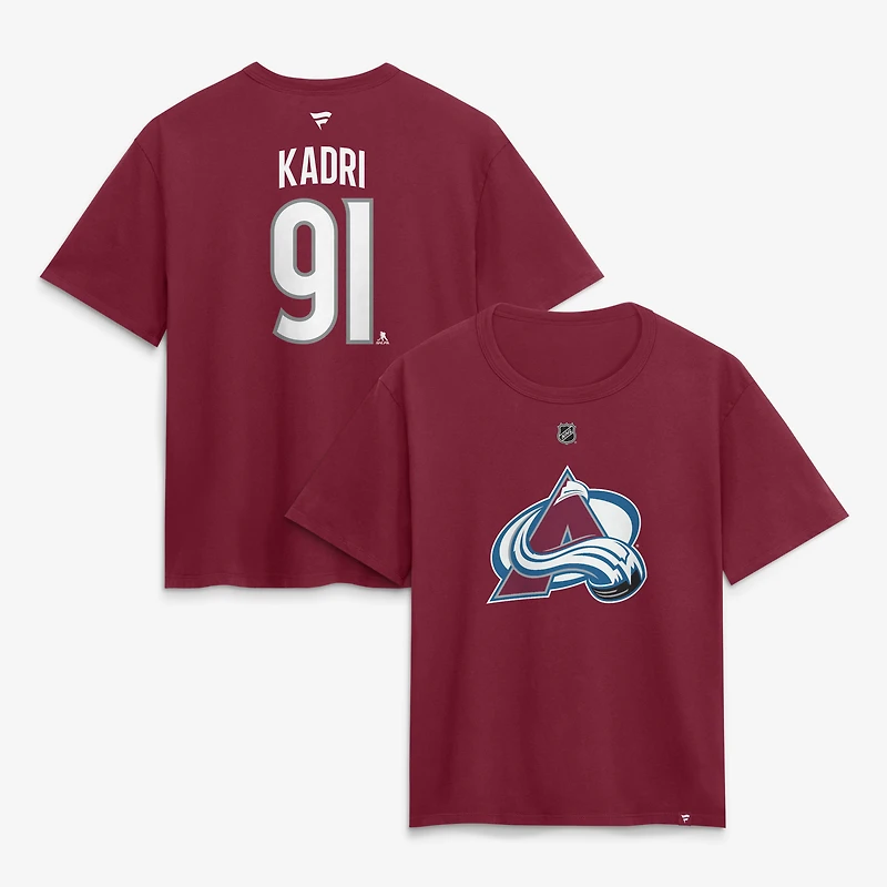 Women's Fanatics Nazem Kadri Burgundy Colorado Avalanche Authentic Stack Name & Number T-Shirt