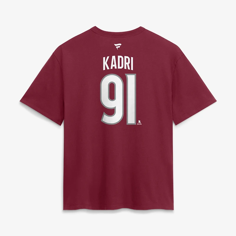 Women's Fanatics Nazem Kadri Burgundy Colorado Avalanche Authentic Stack Name & Number T-Shirt