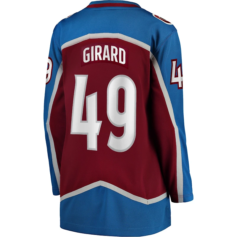 Fanatics pour femmes Samuel Girard Bourgogne Colorado Avalanche Home Breakaway Player Maillot