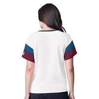 T-shirt surdimensionné à col en V avec strass G-III 4Her de Carl Banks pour femme, patinoire Colorado Avalanche Rink blanche