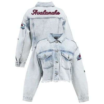 Veste en jean courte à bords francs et boutons de la marque Hype and Vice Denim Colorado Avalanche pour femme