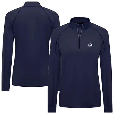 Women's Levelwear Navy Colorado Avalanche Kinetic Insignia Core Raglan Quarter-Zip Top