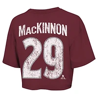 T-shirt court Majestic Threads Nathan MacKinnon pour femmes, marron, Colorado Avalanche Behind The Net, nom et numéro