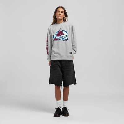 Women's Mitchell & Ness Heather Gray Colorado Avalanche Core 3-Hit Oversized Sweatshirt