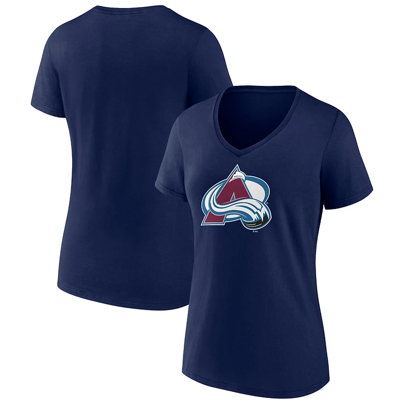 Women's  Navy Colorado Avalanche Primary Logo V-Neck T-Shirt