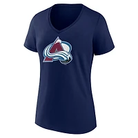 Women's  Navy Colorado Avalanche Primary Logo V-Neck T-Shirt