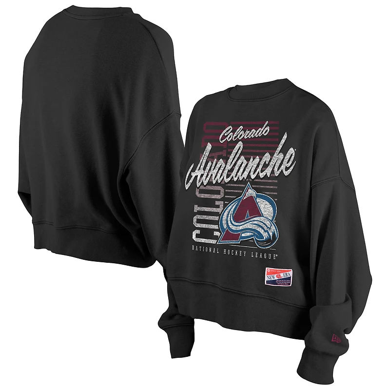 Sweat-shirt surdimensionné noir délavé minéral Colorado Avalanche pour femme New Era
