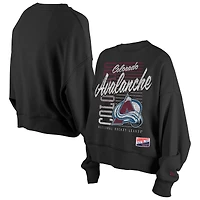 Sweat-shirt surdimensionné noir délavé minéral Colorado Avalanche pour femme New Era