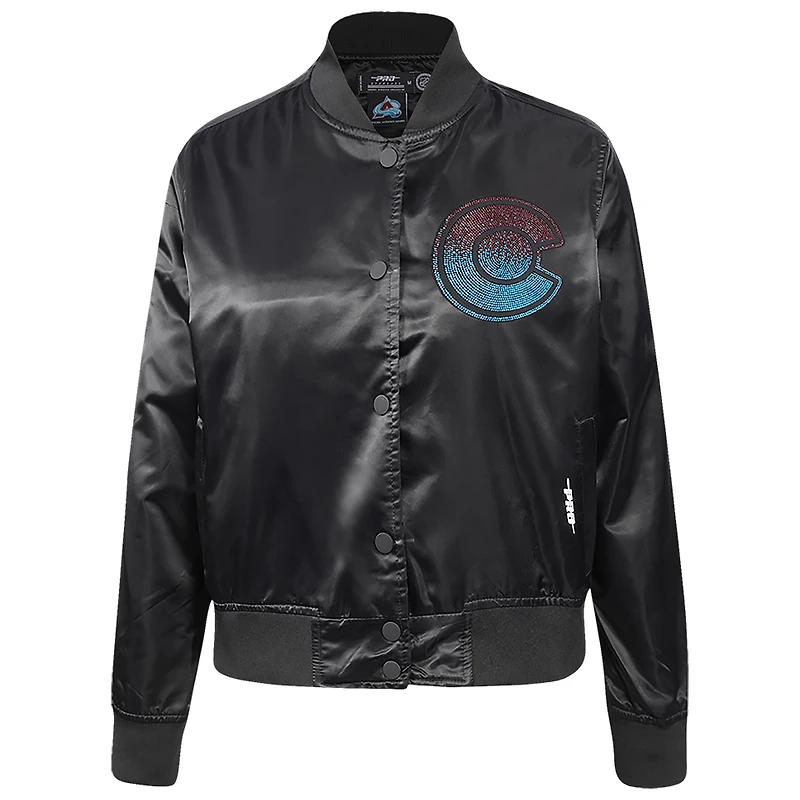Women's Pro Standard  Black Colorado Avalanche Rhinestone Jewels Satin Full-Snap Jacket