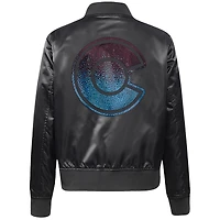Women's Pro Standard  Black Colorado Avalanche Rhinestone Jewels Satin Full-Snap Jacket