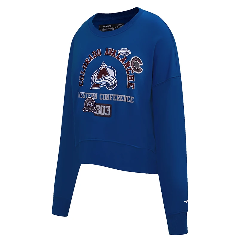 Sweat-shirt court Pro Standard bleu Colorado Avalanche Area Code pour femme