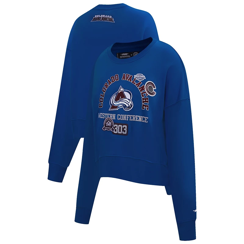 Sweat-shirt court Pro Standard bleu Colorado Avalanche Area Code pour femme