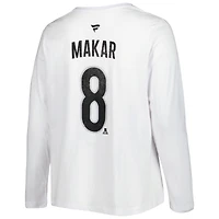 Women's Profile Cale Makar White Colorado Avalanche Plus Distressed Printed Name & Number Long Sleeve T-Shirt