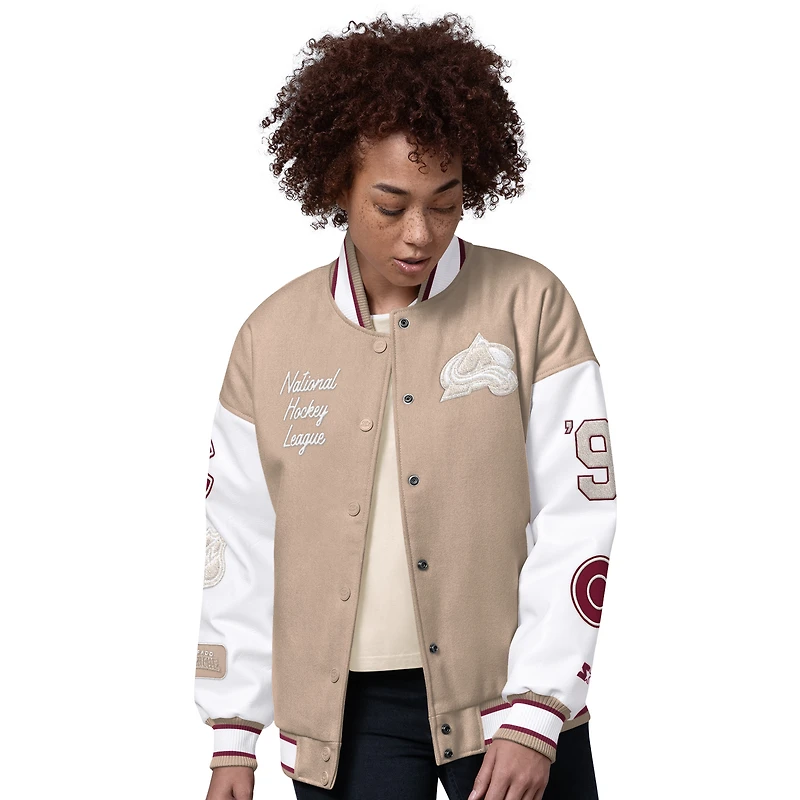 Veste universitaire Starter Natural Colorado Avalanche Free Ball pour femme