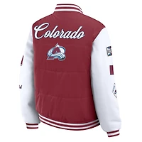 Women's WEAR by Erin Andrews Burgundy/White Colorado Avalanche Varsity Full-Snap Puffer Jacket