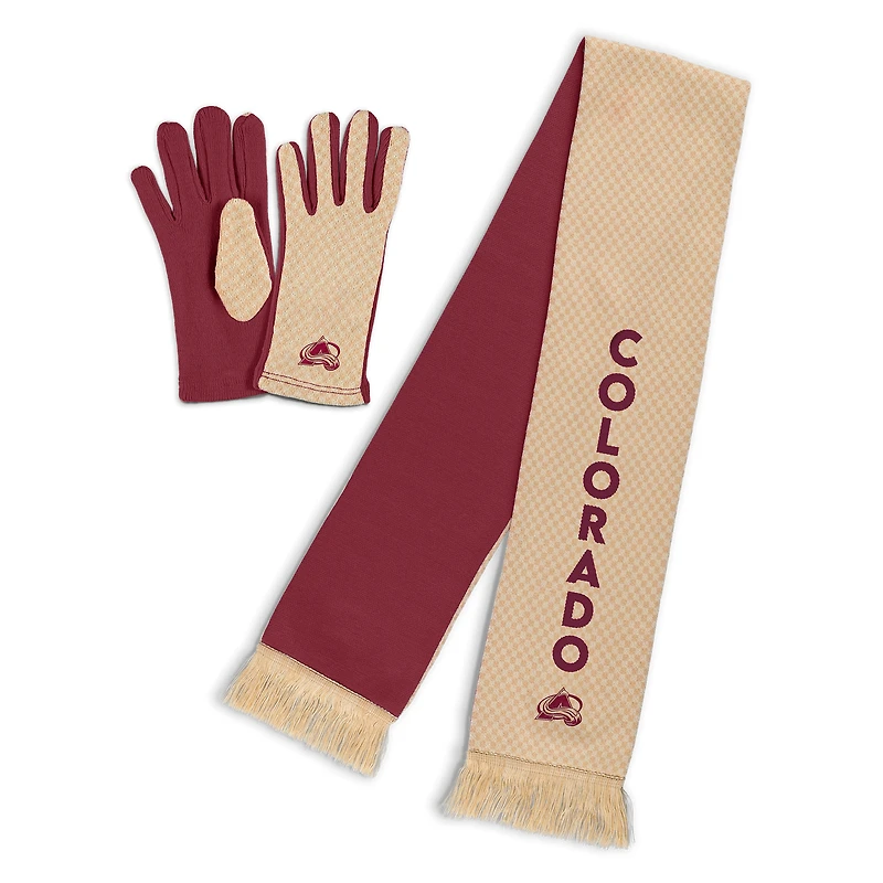 Ensemble écharpe et gants à micro-carreaux ton sur ton Colorado Avalanche pour femme par Erin Andrews