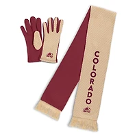 Ensemble écharpe et gants à micro-carreaux ton sur ton Colorado Avalanche pour femme par Erin Andrews