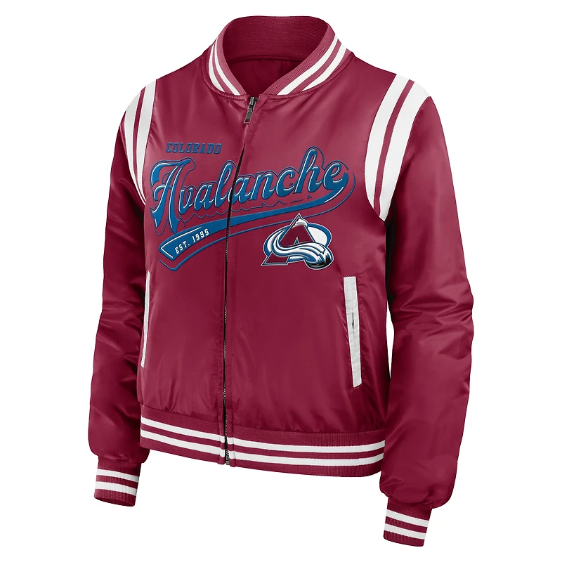 Blouson aviateur entièrement zippé WEAR by Erin Andrews Garnet Colorado Avalanche Baller pour femme