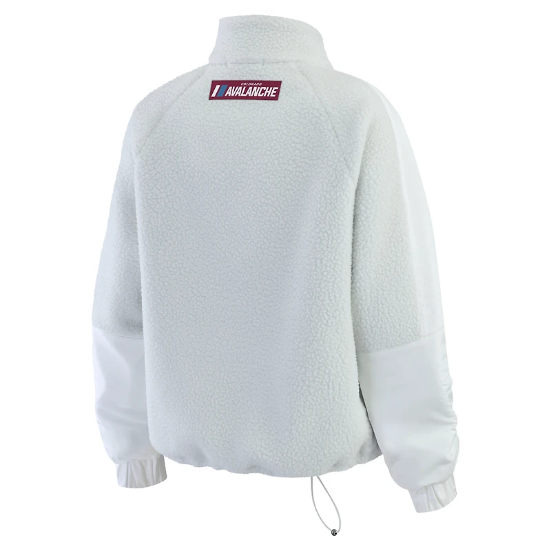 Women's WEAR by Erin Andrews Gray Colorado Avalanche Polar Fleece Quarter-Zip Jacket