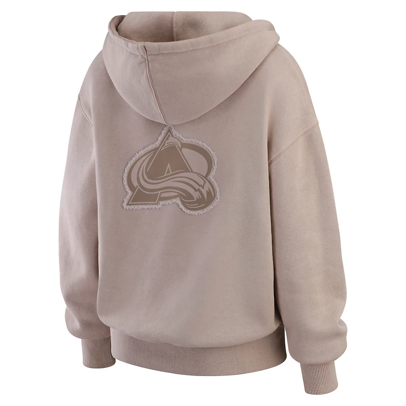 Pull ras du cou délavé Colorado Avalanche Tan pour femme par Erin Andrews