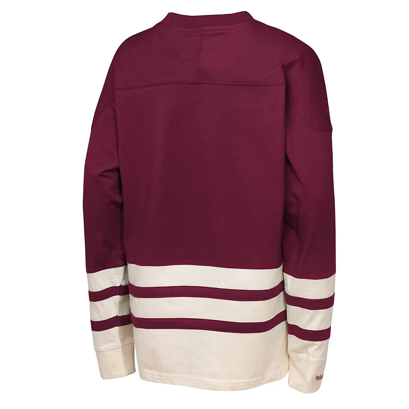 Haut épais à manches longues et point de chaînette Colorado Avalanche Burgundy Mitchell & Ness pour jeunes