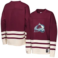 Haut épais à manches longues et point de chaînette Colorado Avalanche Burgundy Mitchell & Ness pour jeunes