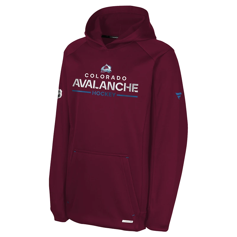 Sweat à capuche raglan authentique Pro Rink Colorado Avalanche Bourgogne Youth Fanatics