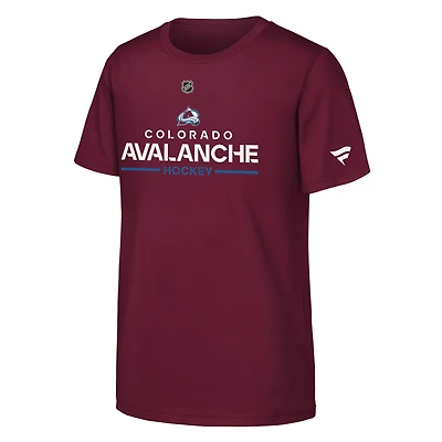T-shirt bordeaux authentique avec logo Pro des jeunes fanatiques de l'Avalanche du Colorado