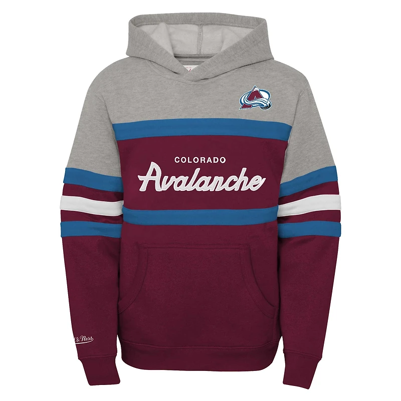 Youth Mitchell & Ness Burgundy Colorado Avalanche Head Coach Pullover Hoodie