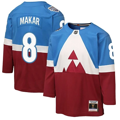 Maillot de puissance Mitchell & Ness Cale Makar bleu/bordeaux pour enfant, Colorado Avalanche, Série des stades 2020