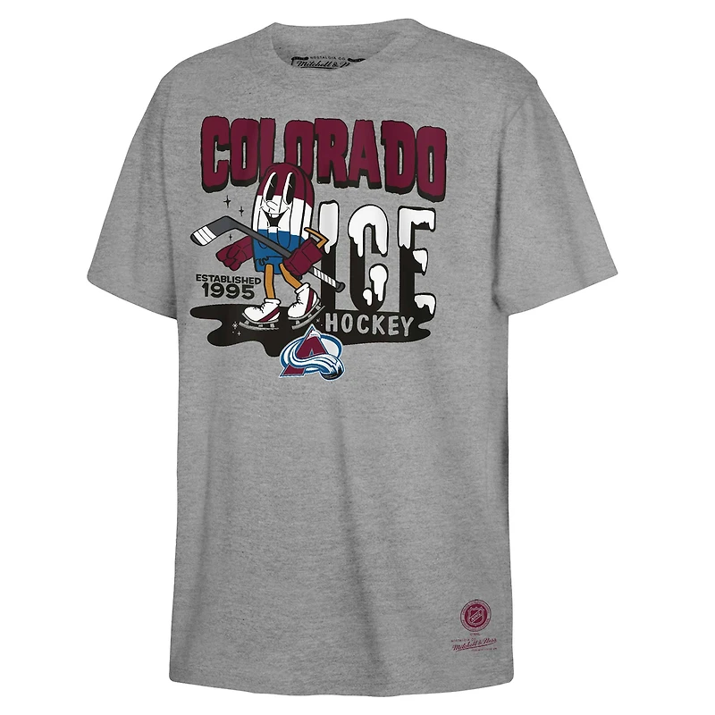 T-shirt de hockey sur glace Mitchell & Ness gris pour jeunes l'Avalanche du Colorado