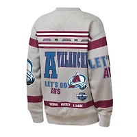 Youth Mitchell & Ness Heather Gray Colorado Avalanche Allover Print Fleece Crewneck Sweatshirt