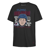 T-shirt noir caricatural Nathan MacKinnon de Mitchell & Ness pour jeunes, Colorado Avalanche