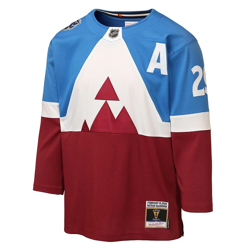 Youth Mitchell & Ness Nathan MacKinnon Blue/Burgundy Colorado Avalanche 2020 Stadium Series Power Play Jersey