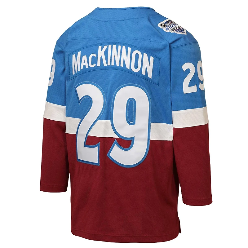 Youth Mitchell & Ness Nathan MacKinnon Blue/Burgundy Colorado Avalanche 2020 Stadium Series Power Play Jersey
